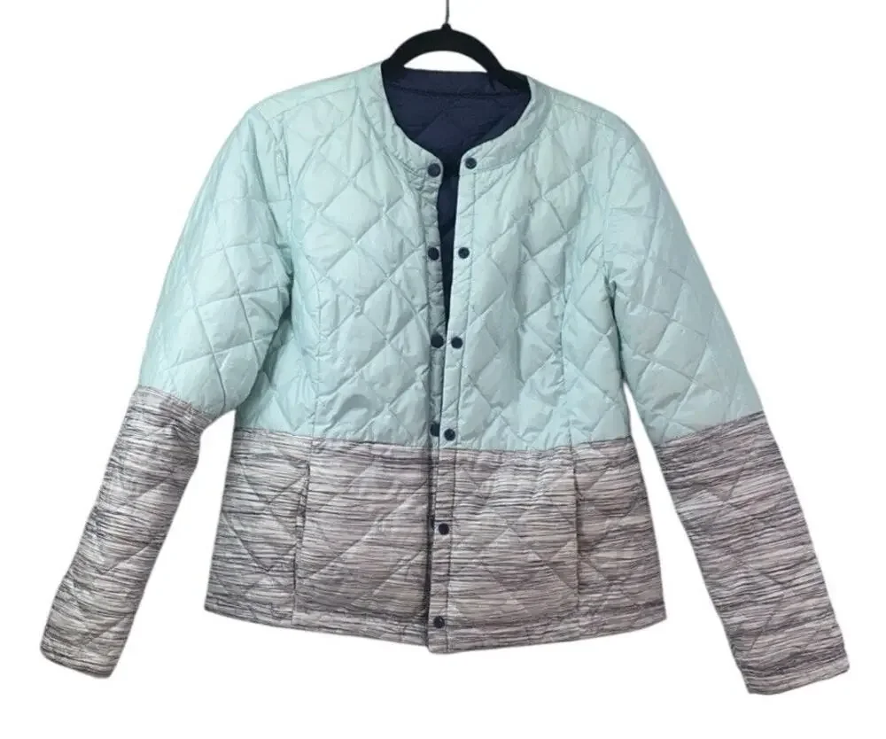 Lole Kora Reversible Down Jacket Mint black white / Solid Blue Size Large